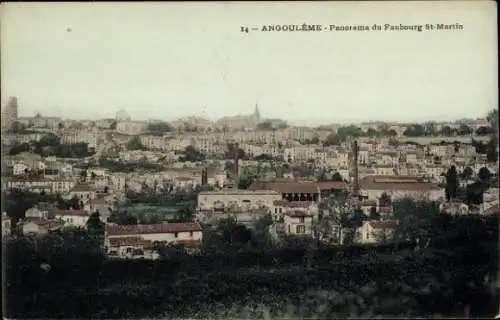 Ak Angoulême Charente, Panorama du Faubourg St. Martin