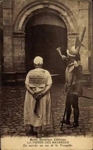 Ak Orléans Loiret, Musee Historique, La Pierre des Bavardes, En marche au son de la Trompille