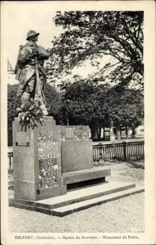 Ak Belfort Beffert Beffort Territoire de Belfort, Square du Souvenir, Monument du Poilu