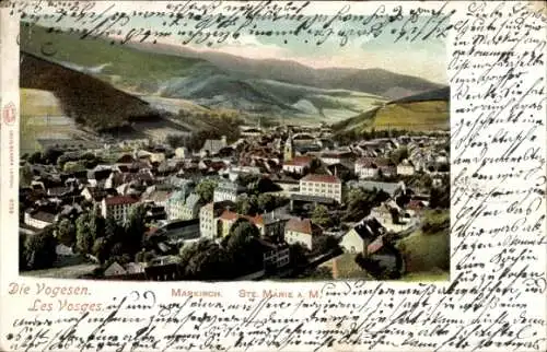 Ak Sainte Marie aux Mines Markirch Elsass Haut Rhin, Gesamtansicht, Die Vogesen