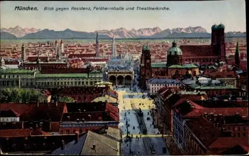 Ak München, Residenz, Feldherrnhalle, Theatinerkirche
