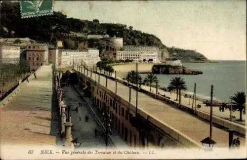 Ak Nice Nice Alpes Maritimes, Gesamtansicht der Schlossterrassen