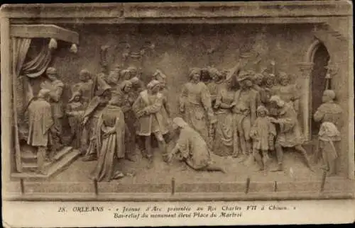 Ak Orléans Loiret, Flachrelief des Hochdenkmals Place du Martroi