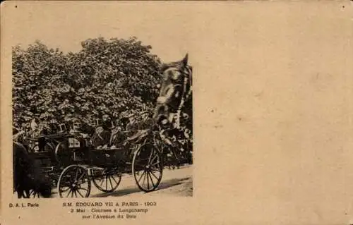 Ak Paris XVI, Bois de Boulogne, Hippodrome de Longchamp, Edward VII, Besuch 1903