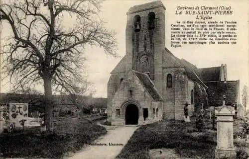 Ak Clermont Oise, Rue Saint Pierre, Kirche