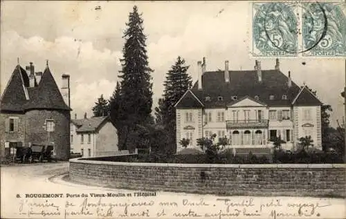 Ak Rougemont Doubs, Porte du Vieux Moulin, Hopital