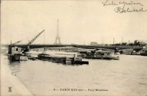 Ak Paris XVI Trocadéro, Pont Mirabeau