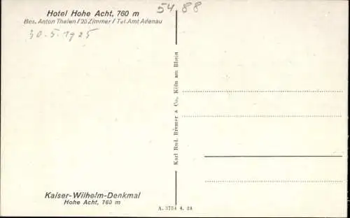 Ak Adenau in der Eifel, Kaiser-Wilhelm-Denkmal, Berg Hohe Acht