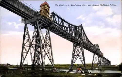 Ak Rendsburg in Schleswig Holstein, Hochbrücke über dem Kaiser Wilhelm Kanal