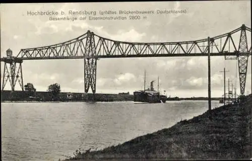 Ak Rendsburg in Schleswig Holstein, Hochbrücke