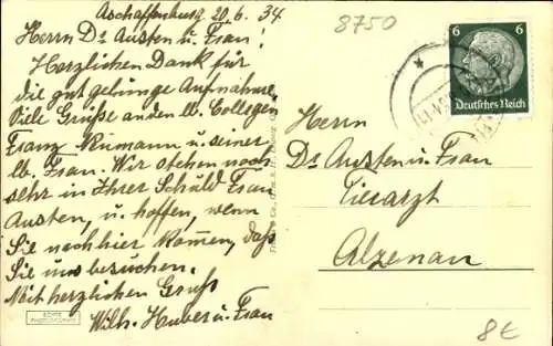 Ak Aschaffenburg in Unterfranken, Blick vom Pompejanum