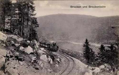 Ak Brocken Nationalpark Harz, Brockenbahn