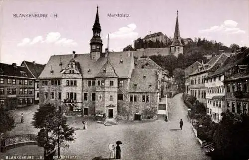 Ak Blankenburg Harz, Marktplatz, Rathaus