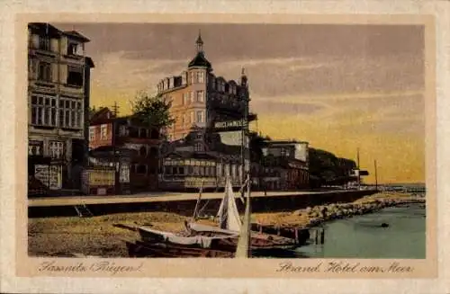 Ak Sassnitz auf Rügen, Strand, Hotel am Meer