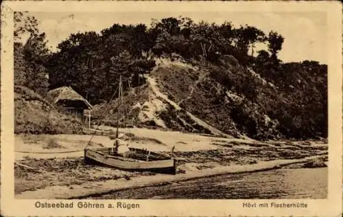 Ak Ostseebad Göhren auf Rügen, Hövt mit Fischerhütte