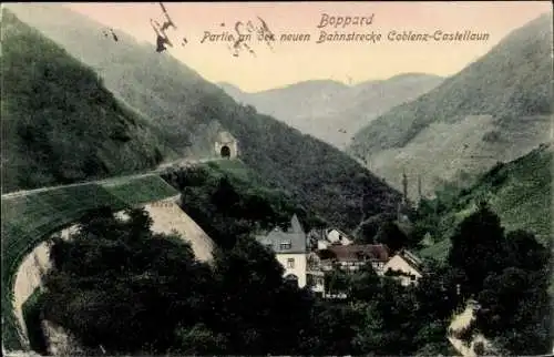 Ak Boppard am Rhein, Bahnstrecke Koblenz-Castellaun