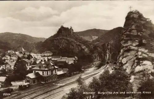 Ak Altenahr im Ahrtal, Burgruine Are, schwarzes Kreuz