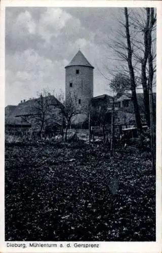 Ak Dieburg in Hessen, Mühlenturm a. d. Gersprenz