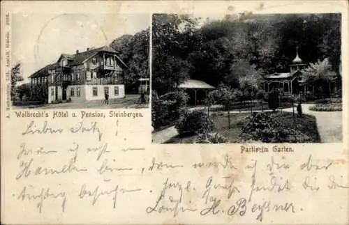 Ak Steinbergen Rinteln an der Weser, Wolbrechts Hotel und Pension, Garten