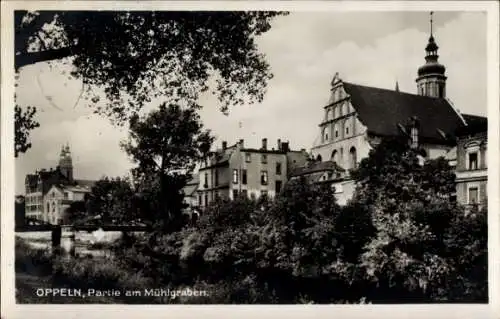 Ak Opole Oppeln Schlesien, Partie am Mühlgraben, Gebäude