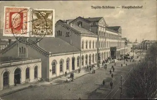Ak Teplice Šanov Teplitz Schönau Region Aussig, Hauptbahnhof