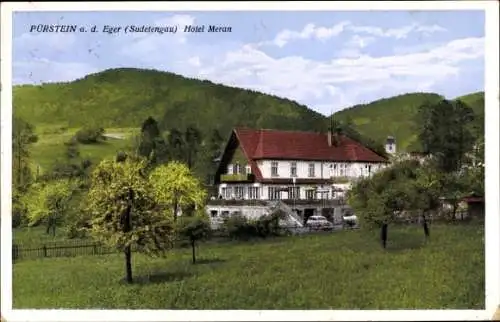 Ak Perštejn Pürstein Region Aussig, Hotel Meran