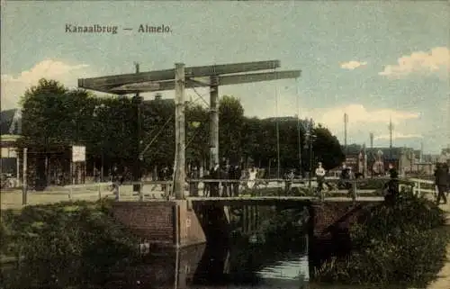 Ak Almelo Overijssel Niederlande, Kanalbrücke