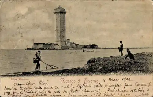 Ak Livorno Toscana, Marzocco Turm