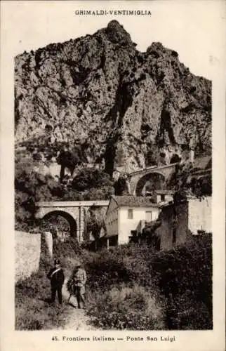 Ak Ventimiglia Liguria, Blick zur San Luigi Brücke