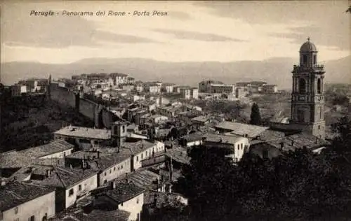 Ak Perugia Umbria, Panorama del Rione, Porta Pesa
