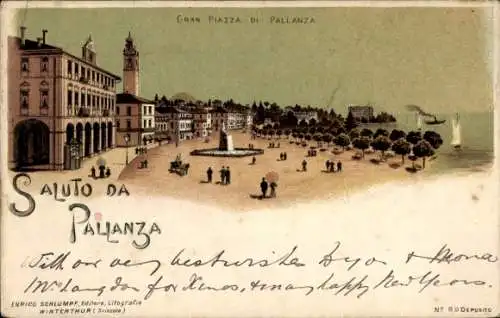 Litho Pallanza Lago Maggiore Piemonte, Gran Piazza, Teilansicht der Stadt