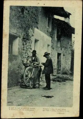 Ak Umbria, zwei Italiener am Schleifstein