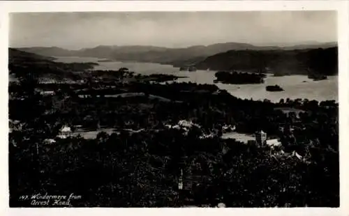 Ak Windermere Cumbria England, Panorama von Orrest Head