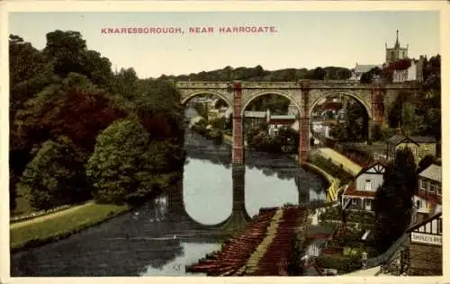Ak Harrogate Knaresborough Yorkshire England, Brücke