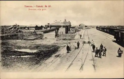 Ak Tomsk Russland, Bahnhof, Eisenbahn