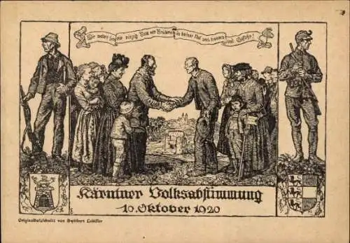Künstler Wappen Ak Kärnten Österreich, Kärntner Volksabstimmung 10. Oktober 1920