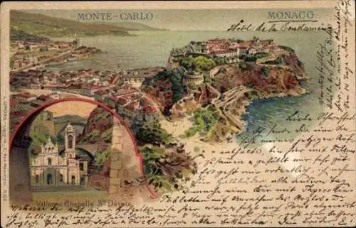 Litho Monte-Carlo Monaco, Vallon, Kapelle Sainte Devate