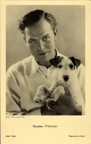 Ak Schauspieler Gustav Fröhlich, Portrait, Terrier