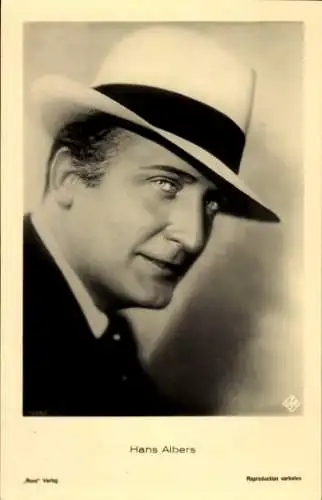 Ak Schauspieler Hans Albers, Portrait, Hut, Ross Verlag 7506 1, UFA Film