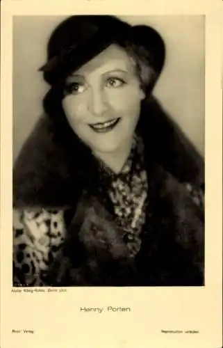 Ak Schauspielerin Henny Porten, Portrait, Ross Verlag 7543/1