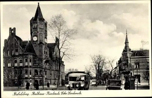 Ak Babelsberg Potsdam in Brandenburg, Rathaus, Priesterstraße Ecke Lindenstraße, Autobus