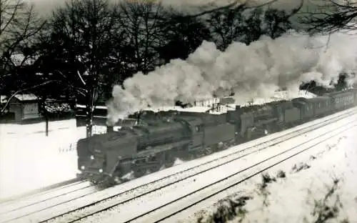 Foto Carl Bellingrodt,  Deutsche Eisenbahn, Dampflok im Winter