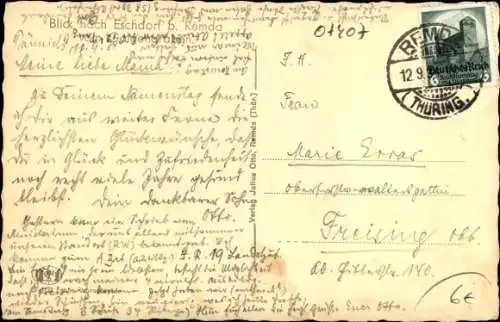 Ak Remda Rudolstadt in Thüringen, Blick nach Eschdorf