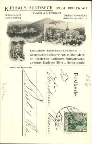 Ak Bühlertal im Schwarzwald, Kurhaus Hundseck