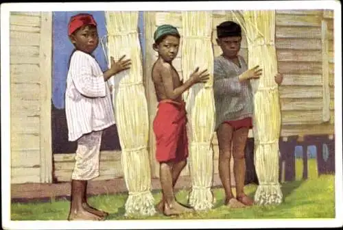 Sammelbild Bilder aus aller Welt, Cigarettenhülsen aus Palmblättern