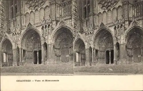 Stereo Ak Chartres Eure et Loir, Vues et Monuments