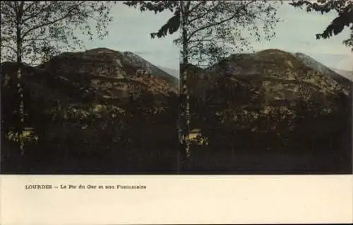 Stereo Ak Lourdes Hautes Pyrénées, Le Pic du Ger, Funiculaire