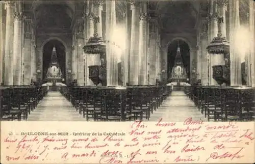 Stereo Ak Boulogne sur Mer Pas de Calais, Interieur de la Cathedrale