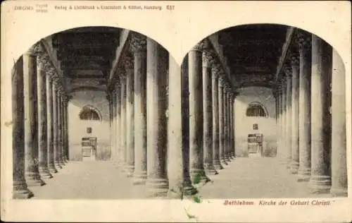 Stereo Ak Bethlehem Palästina, Geburtskirche, Inneres