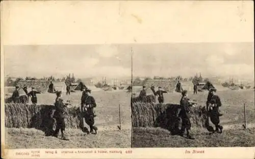 Stereo Ak Im Biwak, Deutsche Soldaten in Uniformen, Baracken, Truppen